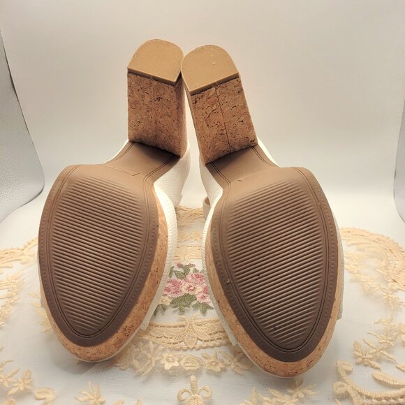 Sun Stone White Snake Cork 9.5M Platform HIgh Heel Sandal - Picture 4 of 5